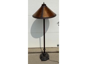 Metal Standing Lamp With Beautiful Fiberglass Lampshade