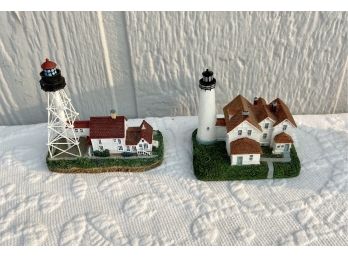 2 Miniature Model Lighthouse Figurines