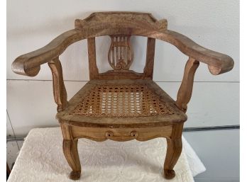 Harp Backed Wicker Seated Solid Wood Doll Chair