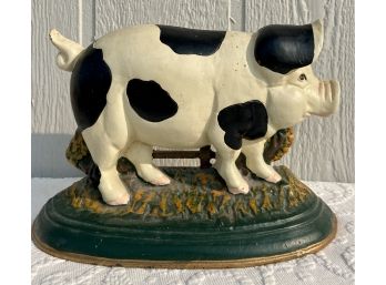 Vintage Cast Irion Hand Painted Pig Decor