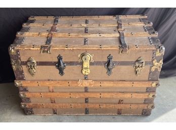 Vintage Chest With Metal Edges And Leather Straps From J.c. & Son