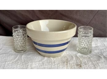 RRRP Co. 7' Bowl With 2 Hobnail Glasses