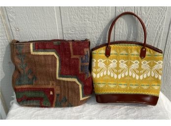 2 Southwestern Style Purses With Leather Straps