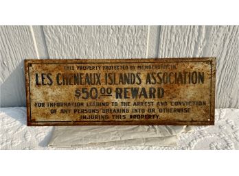 Vintage Metal Les Chenaux 50$ Reward Sign