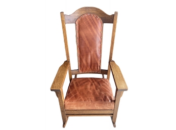 Solid Wood Rocker With Leather Seats And Back