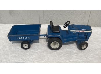 Vintage Miniature Ford Tractor With Trailer