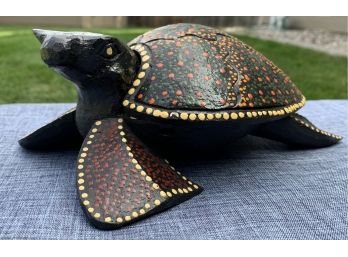Black Hand Painted Turtle Trinket Box