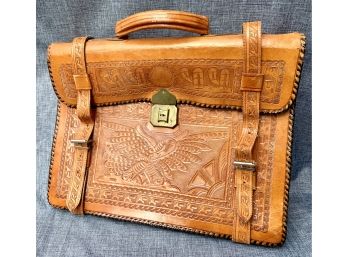 Hand Tooled Leather Satchel/Briefcase