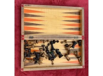 Wooden Backgammon/Chess Board (missing Chess Pieces)