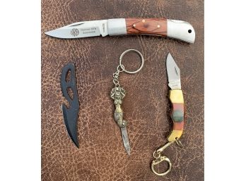 Lot Of Knife Keychains And Small Folding NRA Knife