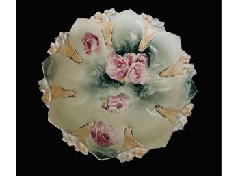 Stunning Antique RS Prussia Hand Painted Porcelain Bowl With Peonies