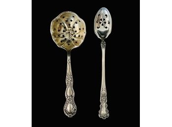 2 Small Slotted Sterling Spoons 33.6g