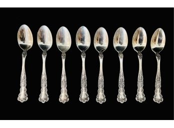 8 Mini Gorham Sterling Silver Coffee Spoons In Buttercup Pattern 91.7g