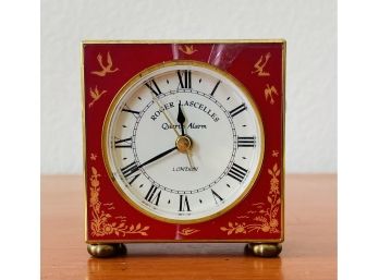 Vintage Chinoiserie Roger Lescelles Of London Quartz Alarm Clock Works