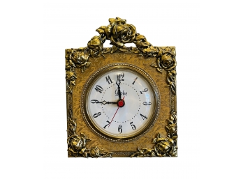 Vintage Brass Ornate Battery Clock By Globe