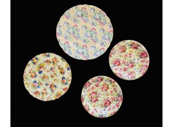 4 Pcs Lot English Chintz Ware Dishes With 3 Vintage Royal Winton