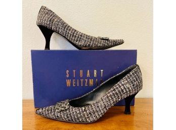 Stuart Weitzman Cobalt Tweed Embellished Heels Women's Size 7