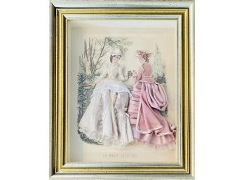 Framed La Mode Illustree Antique Print Featuring Hand Made Cloth Gowns & Hats 1 Of 2