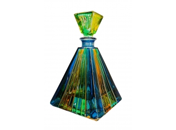 Colorfully Painted Tapered Glass Perfume Bottle