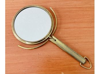 Vintage Gold Tone Hand Mirror With Magnification