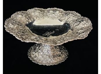 Heavily Embossed Ornate Sterling Compote 244g