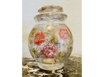 Vintage Andre Cire Lidded Hand Painted Glas Jar