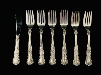 6 Pc Gorham Sterling Forks With 1 Stainless Blade Sterling Handle Knife 205.4g Total