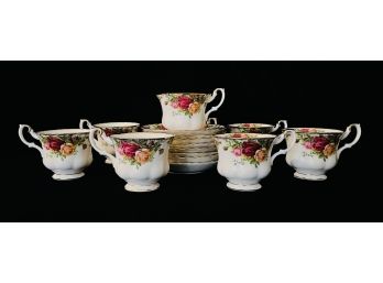 16 Pcs Royal Albert English Bone China Old Country Rose Cups & Saucers