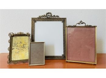 Assorted Brass Picture Frames With Ornate Detailing