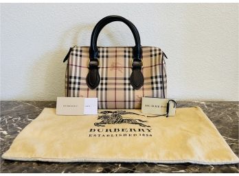 Authentic Burberry Classic Check Chocolate Hand Bag Haymarket Large Chester Bowling #3460094 Original Tag Bag