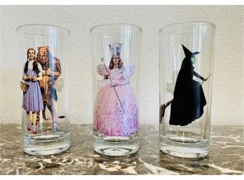 3 Collectable Wizard Of Oz Glass Tumblers
