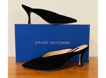 Stuart Weitzman Lulah Black Suede Mule Pumps Women's Size 7.5
