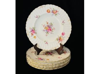 6 Pcs Hand Painted English Royal Crown Derby Porcelain Dinner Plates