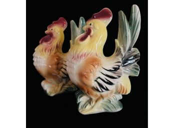Pair Of Vintage Royal Windsor Ceramic Roosters, Rooster Figurines, Farmhouse Decor