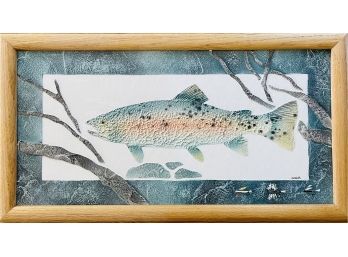 Rainbow Trout Textured Framed Art By Connie B