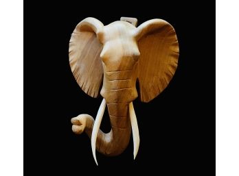Hand Carved African Hardwood Elephant Sculpture