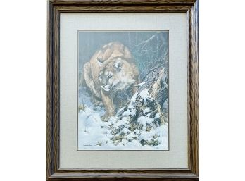 John Seerey Lester Winter Lookout Cougar Art Print 1983