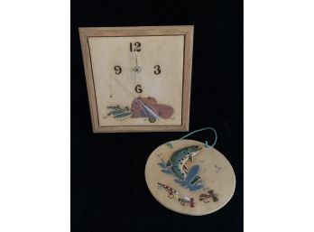 Gone Fishing Wall Clock And Wall Hanging