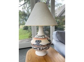 Whitethorne-Benally Southwestern Pottery Horse Motif Lamp