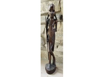 Hand Carved African Warrior HardWood Sculpture