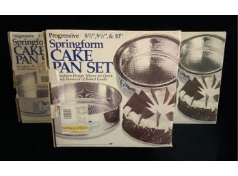 3 Spring Form Cake Pan Sets In Original Boxes