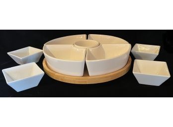 Food Network 5 Piece Lazy Susan W 4 Square White Side Dishes