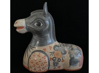 Vintage Large Hand Painted Tonala Made In Mexico Pottery Horse Unsigned