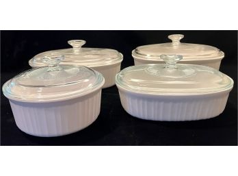 Set Of 4 Corning Ware Casserole Dishes With Lids