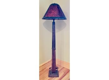 Copper Shade And Wood Stand Floor Lamp