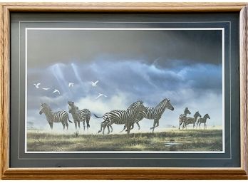 Craig Bone Framed Art 'zebras Under African Sky'