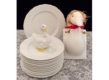 White Plates And Geese