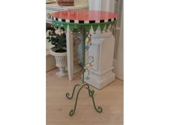 Whimsical Painted Metal Side Table