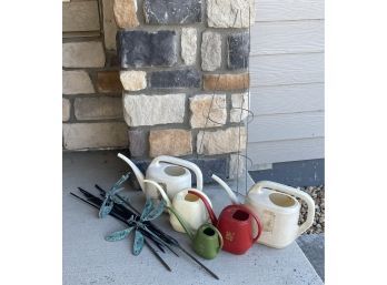 Assortment Of Gardening Items, Including Garden Stakes, Watering Cans And More!