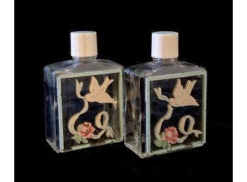 Duo Of Hand Painted Glass Bottles